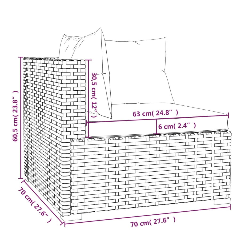 vidaXL 9-tlg. Garten-Lounge-Set mit Kissen Grau Poly Rattan