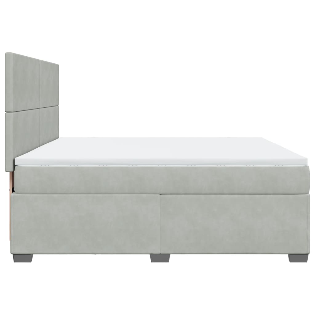 vidaXL Boxspringbett mit Matratze Hellgrau 180x200 cm Samt