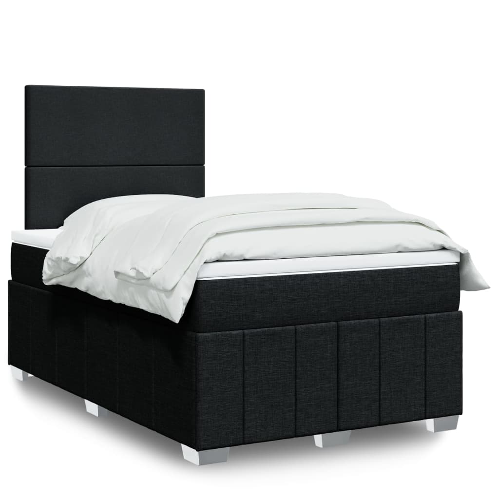 vidaXL Boxspringbett mit Matratze Schwarz 120x200 cm Stoff