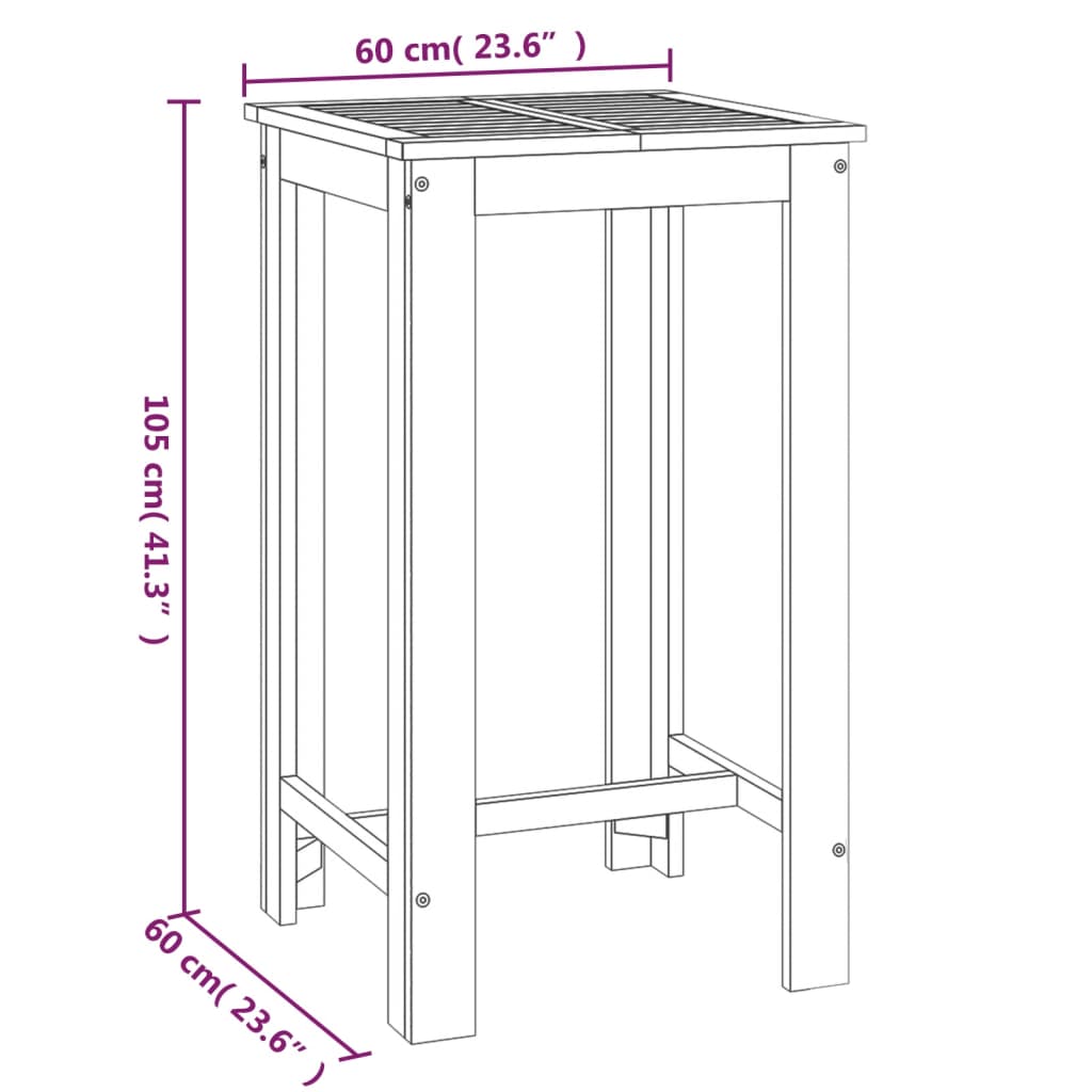 vidaXL 3-tlg. Gartenbar-Set Massivholz Akazie