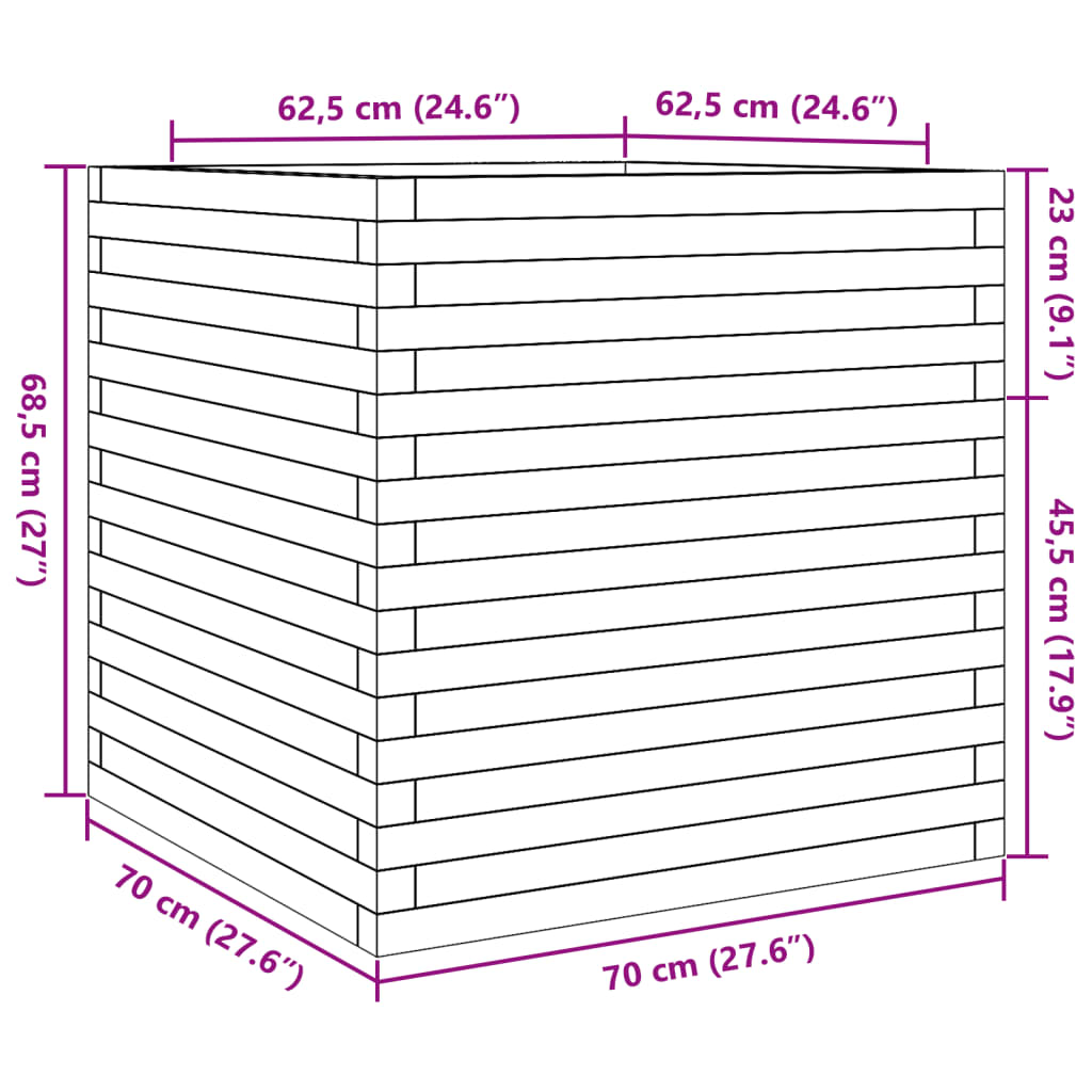 vidaXL Pflanzkübel 70x70x68,5 cm Kiefernholz Imprägniert