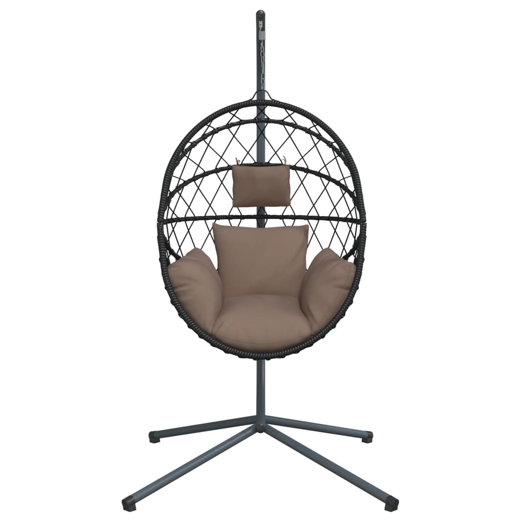 vidaXL Hängesessel Ei-Design mit Ständer Taupe Rattan und Stahl