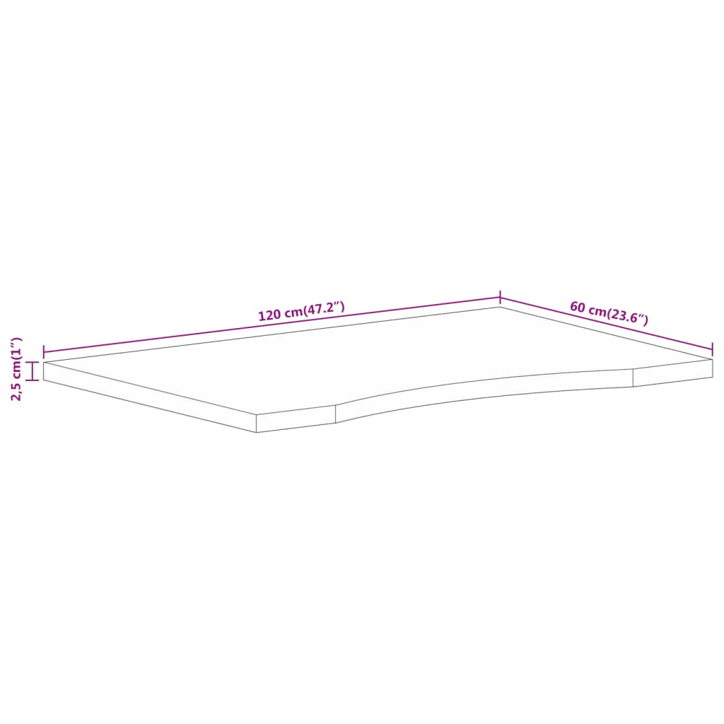 vidaXL Schreibtischplatte mit Aussparung 120x60x2,5cm Massivholz Mango