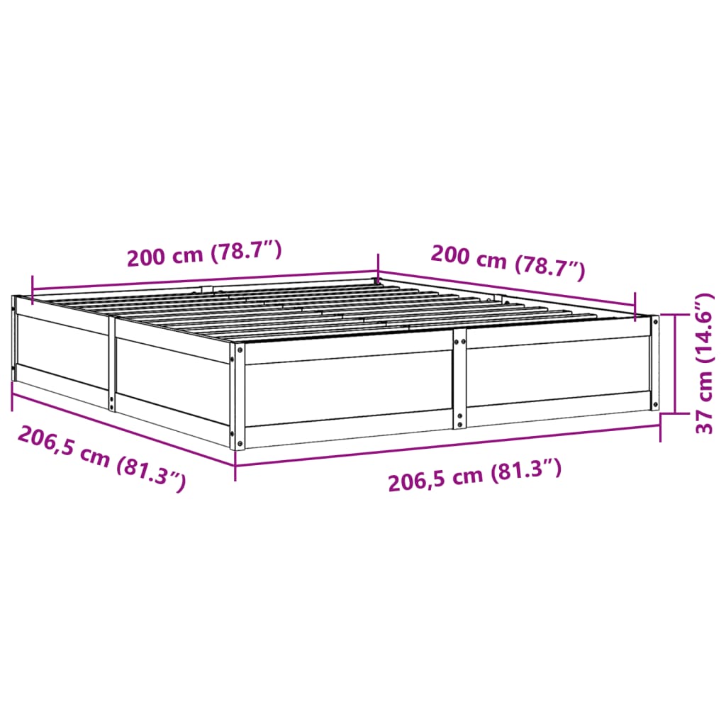 vidaXL Massivholzbett ohne Matratze Weiß 200x200 cm Kiefernholz