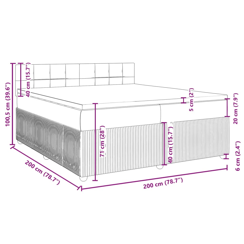 vidaXL Boxspringbett mit Matratze Rosa 200x200 cm Samt