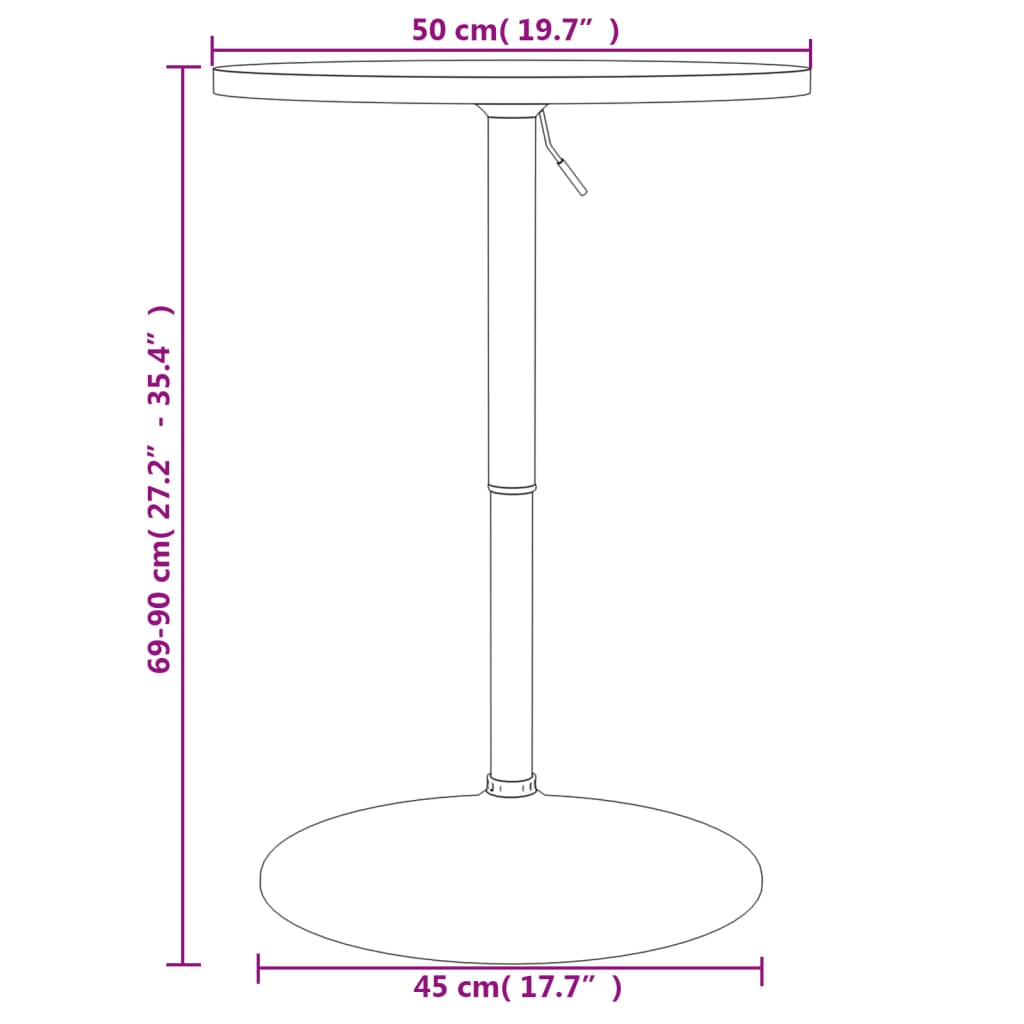 vidaXL Bartisch Weiß 50x50x90 cm Holzwerkstoff Verchromter Stahl