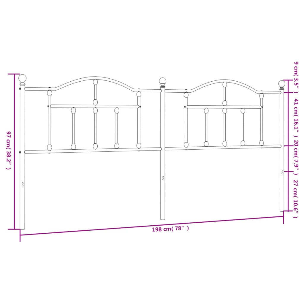 vidaXL Kopfteil Metall Weiß 193 cm