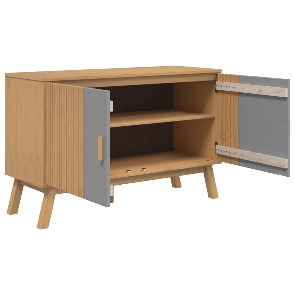 vidaXL Sideboard OLDEN Grau und Braun 114x43x73,5 cm Massivholz Kiefer