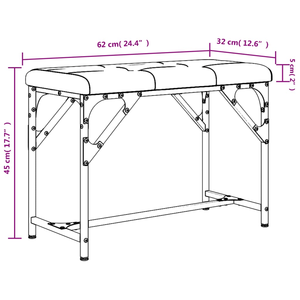 vidaXL Essbank Hellgrau 62x32x45 cm Stahl und Stoff