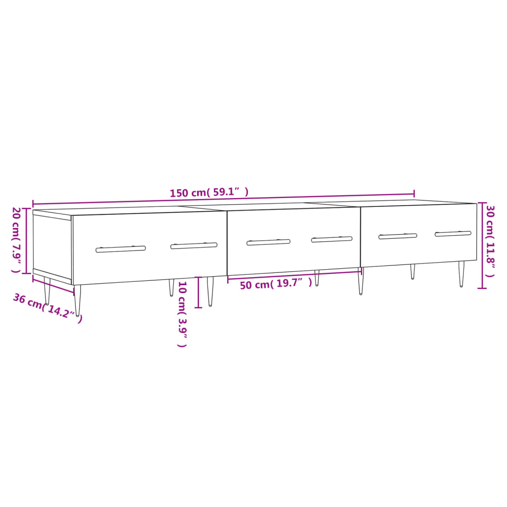 vidaXL TV-Schrank Grau Sonoma 150x36x30 cm Holzwerkstoff