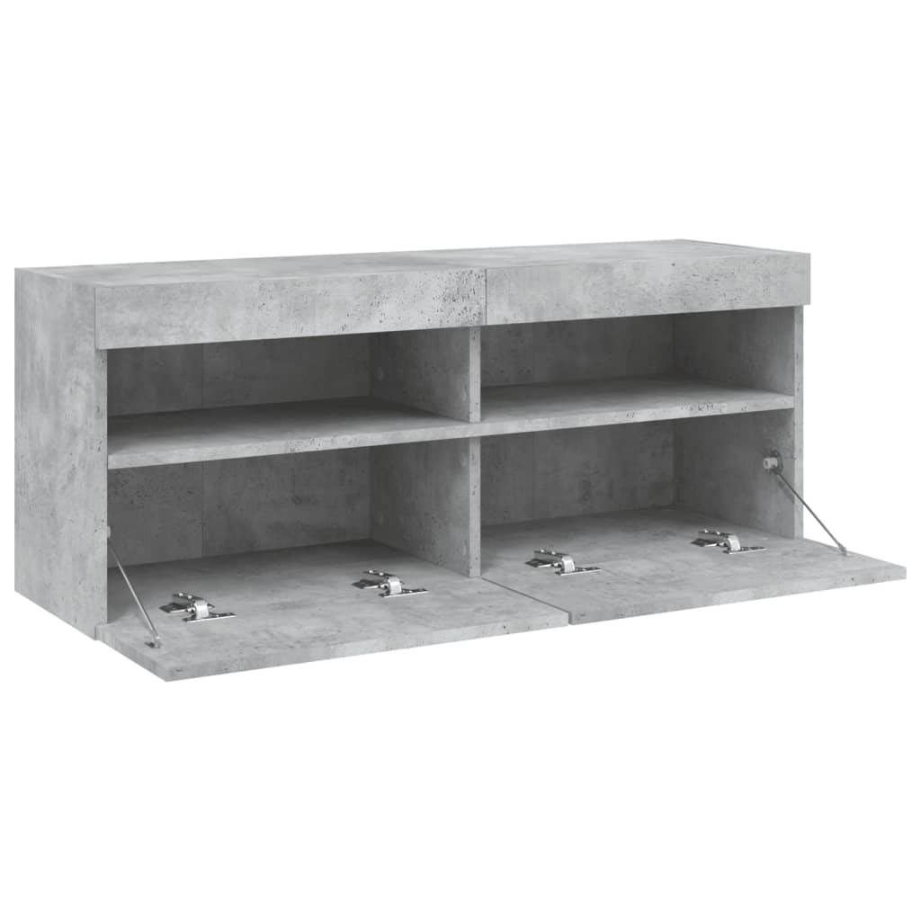 vidaXL TV-Wandschrank mit LED-Leuchten Betongrau 100x30x40 cm