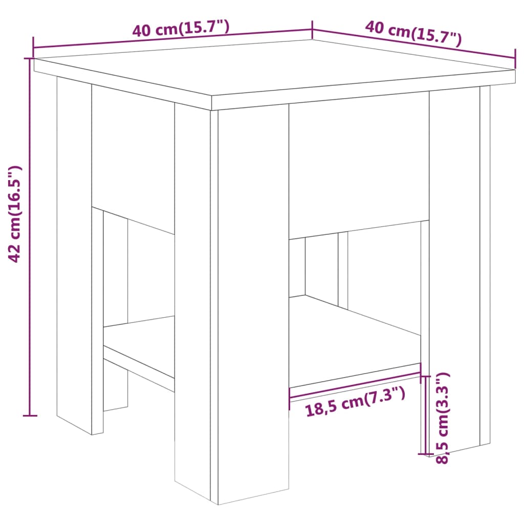 vidaXL Couchtisch Schwarz 40x40x42 cm Holzwerkstoff