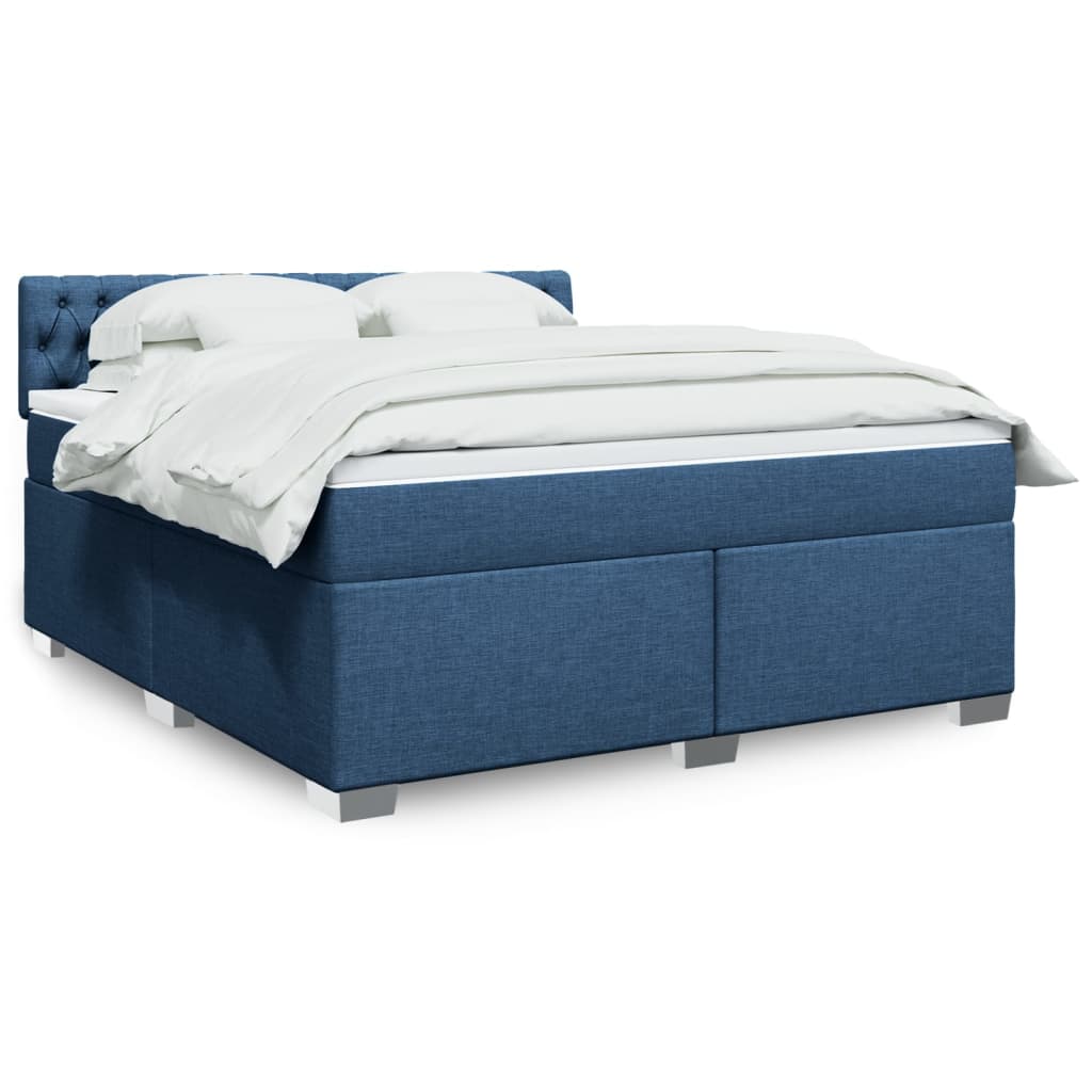 vidaXL Boxspringbett mit Matratze Blau 180x200 cm Stoff