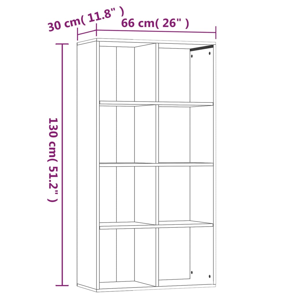 vidaXL Bücherregal/Sideboard Räuchereiche 66×30×130 cm Holzwerkstoff