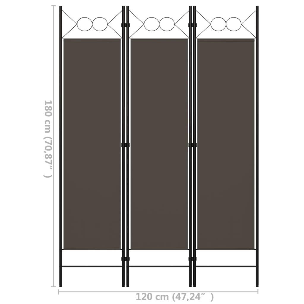 vidaXL 3-tlg. Raumteiler Anthrazit 120 x 180 cm