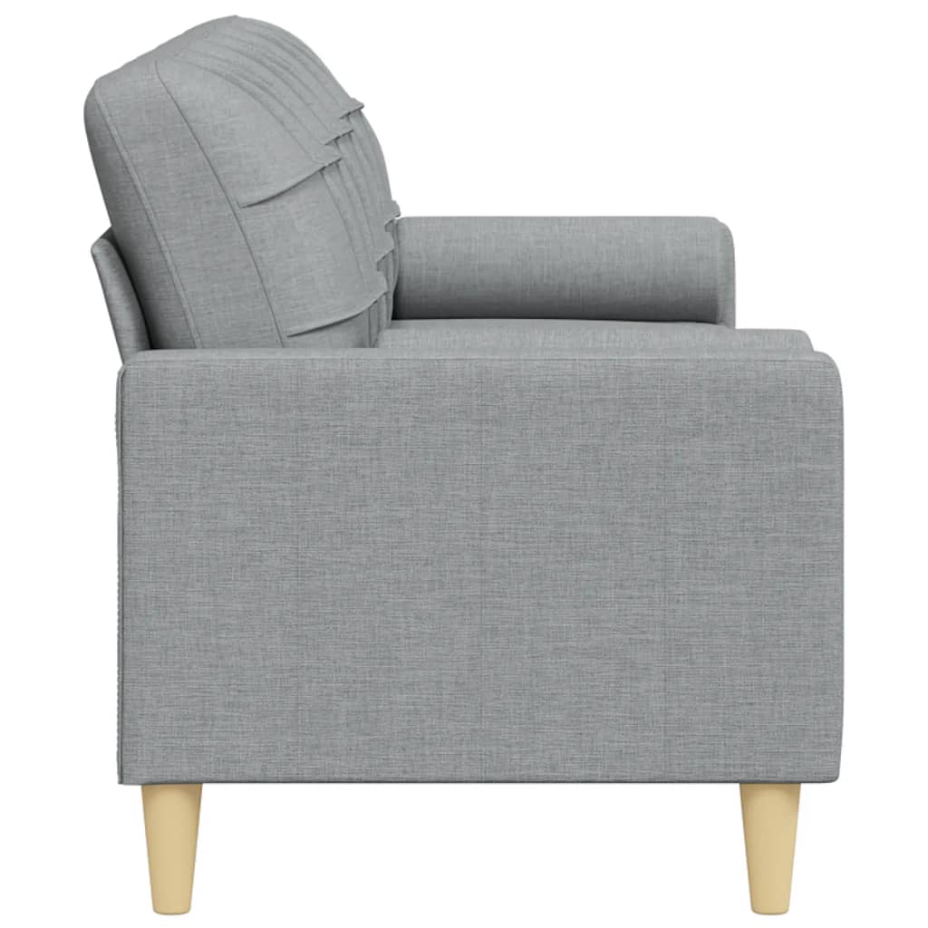 vidaXL Sofa 3-Sitzer mit Zierkissen Hellgrau 210 cm Stoff