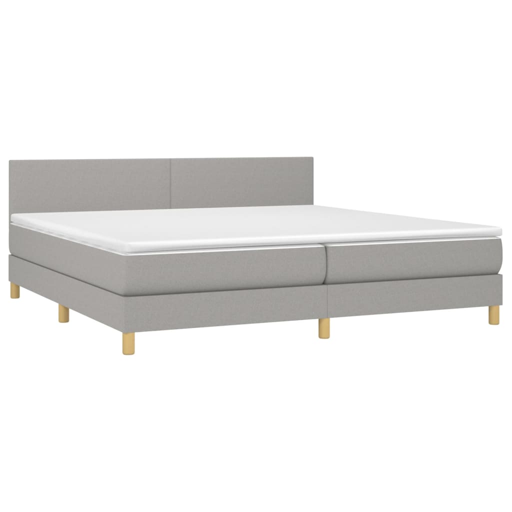 vidaXL Boxspringbett mit Matratze Hellgrau 200x200 cm Stoff