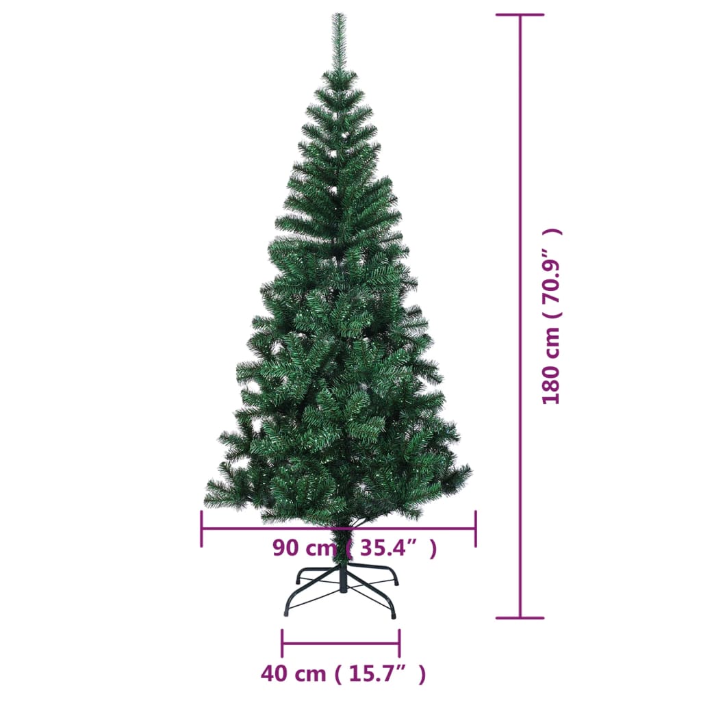 vidaXL Künstlicher Weihnachtsbaum Schillernde Spitzen Grün 180 cm PVC