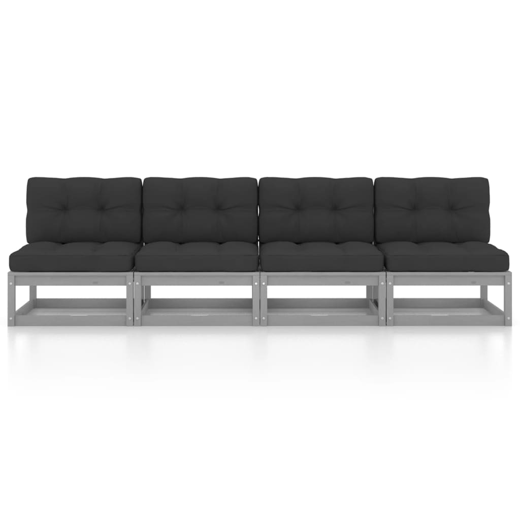 vidaXL 4-Sitzer-Gartensofa mit Kissen Kiefer Massivholz