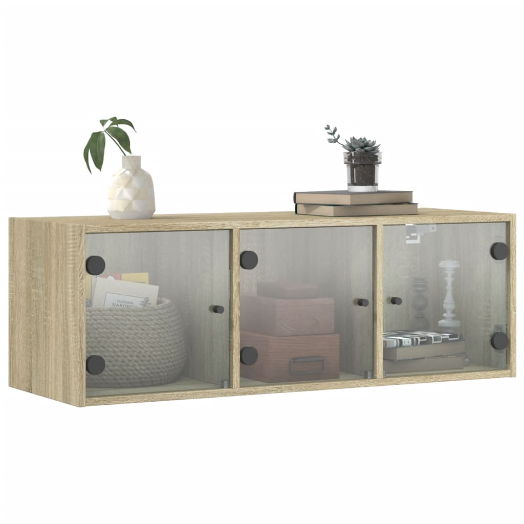 vidaXL Wandschrank mit Glastüren Sonoma-Eiche 102x37x35 cm