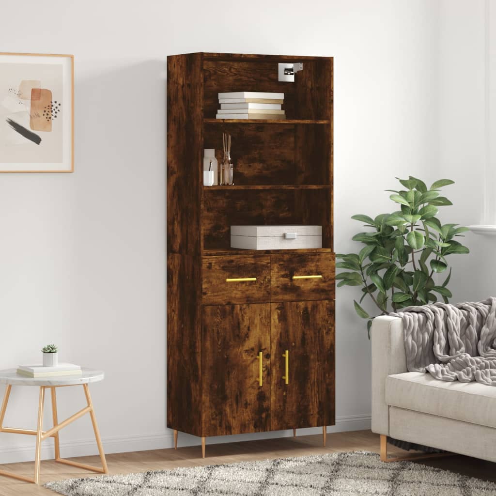 vidaXL Highboard Räuchereiche 69,5x34x180 cm Holzwerkstoff