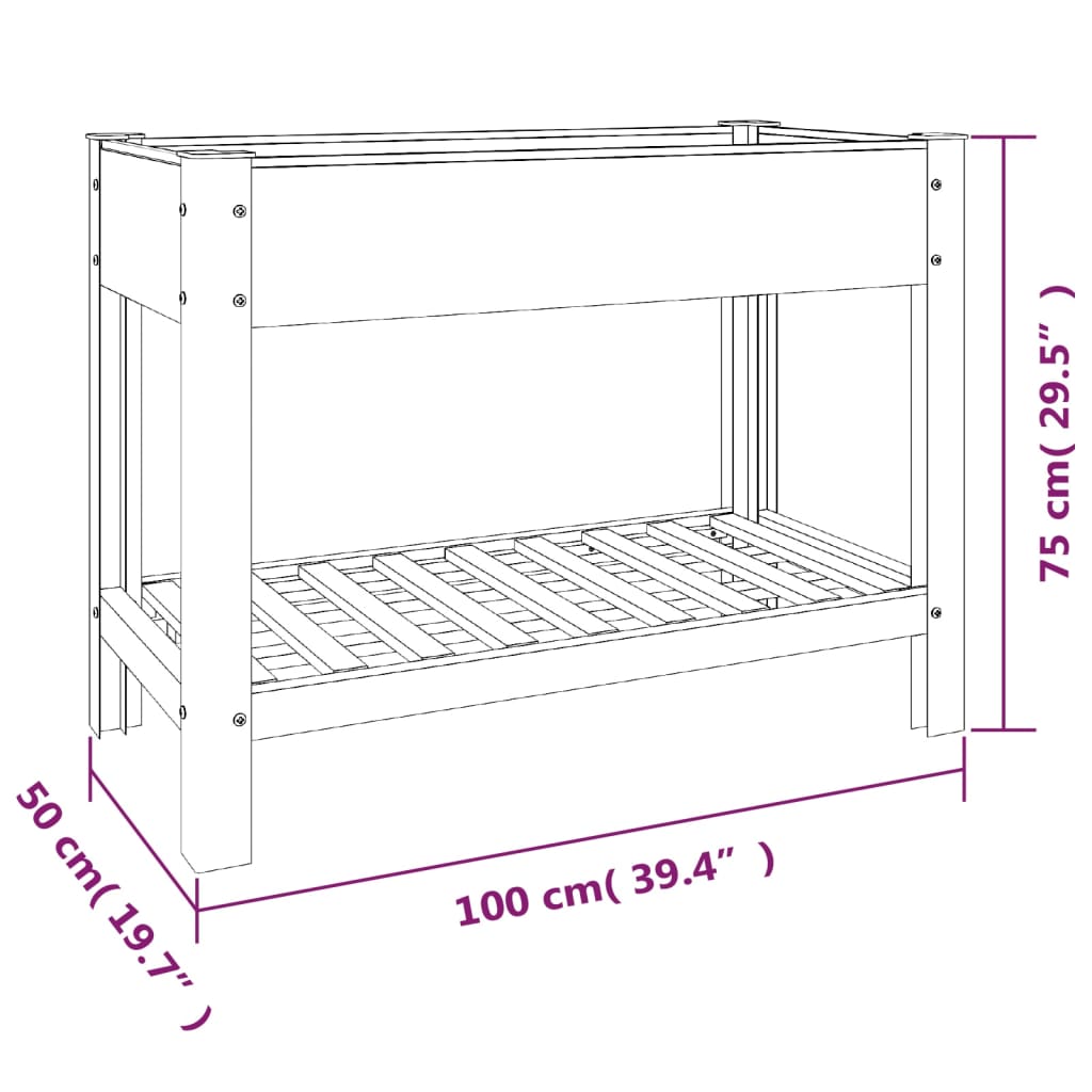 vidaXL Garten-Hochbeet mit Ablage Grau 100x50x75 cm WPC