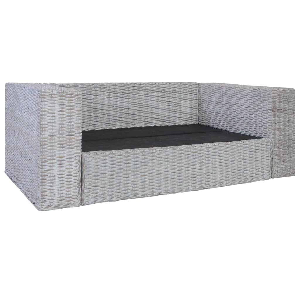 vidaXL 2-Sitzer-Sofa mit Kissen Grau Natürliches Rattan