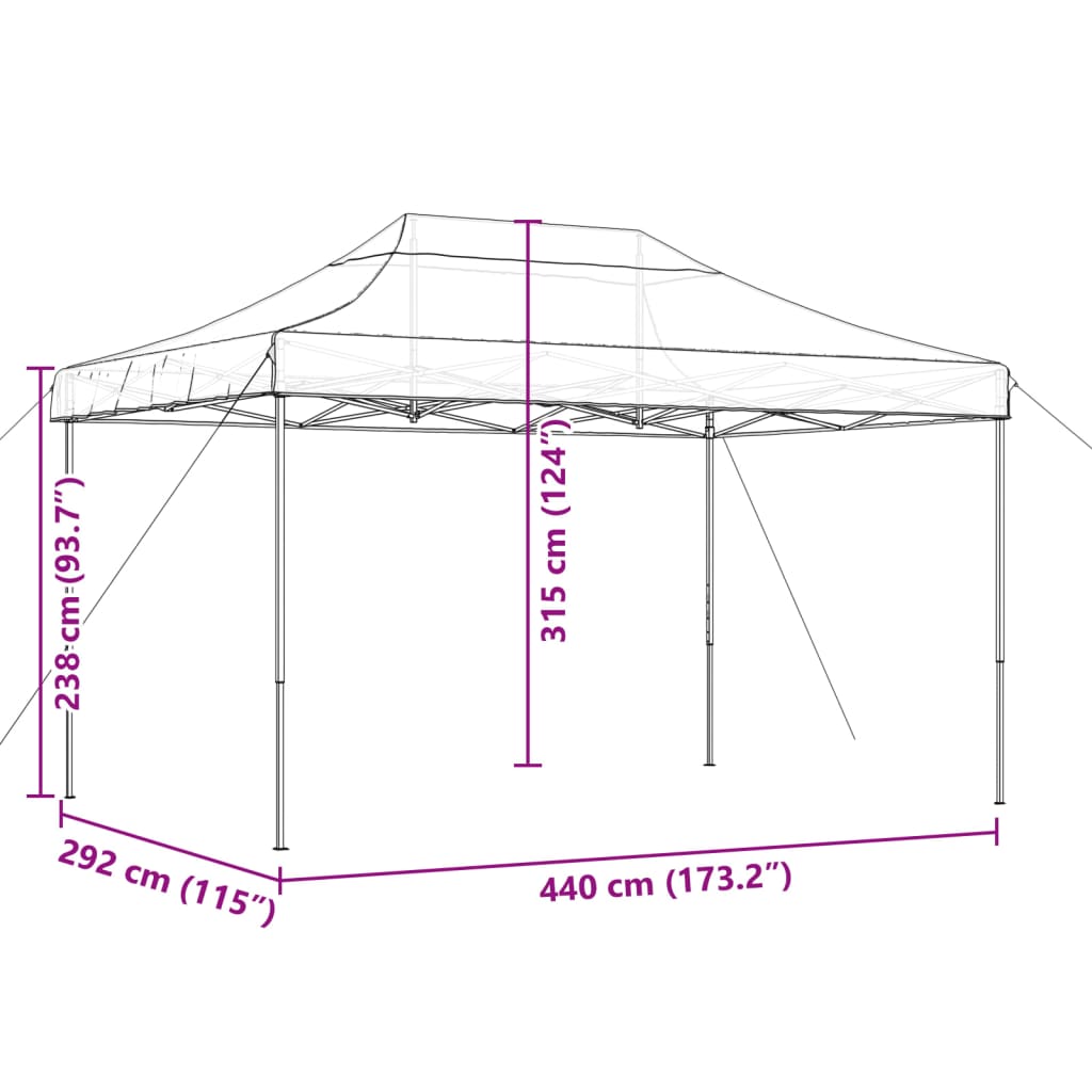 vidaXL Partyzelt Faltbar Pop-Up Grün 440x292x315 cm