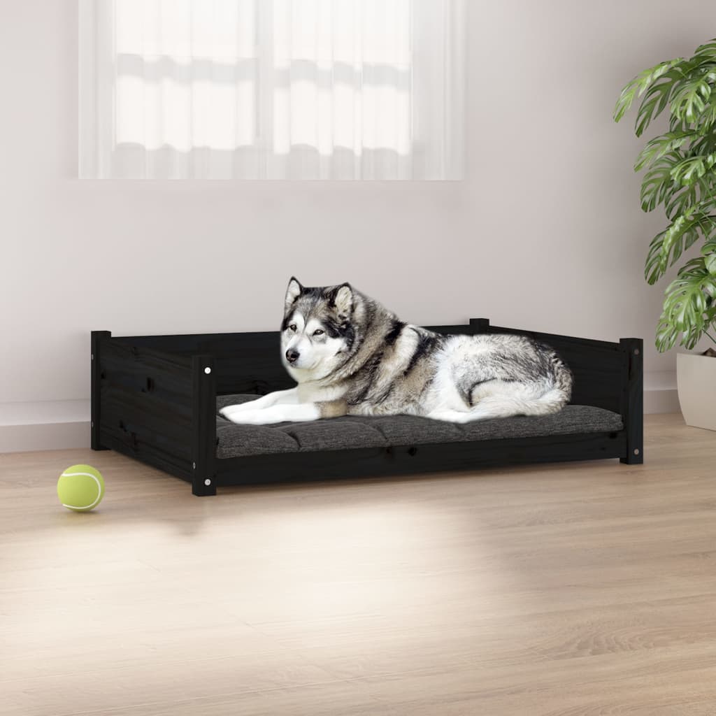 vidaXL Hundebett Schwarz 105,5x75,5x28 cm Massivholz Kiefer