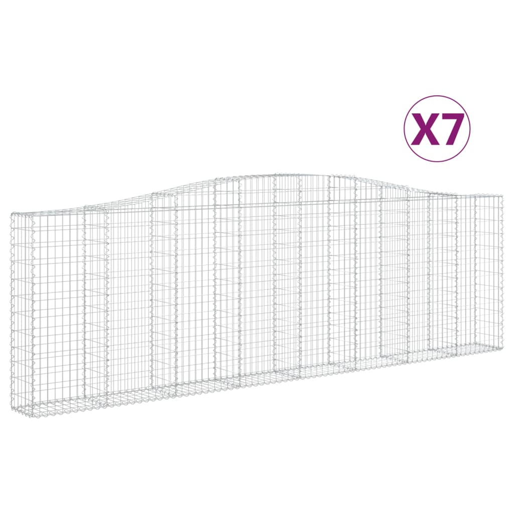 vidaXL Gabionen mit Hochbogen 7 Stk. 400x30x120/140cm Verzinktes Eisen