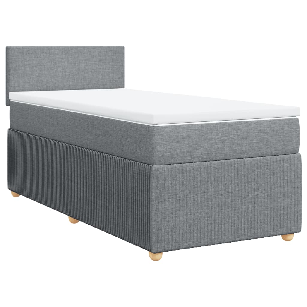 vidaXL Boxspringbett mit Matratze Hellgrau 100x200 cm Stoff