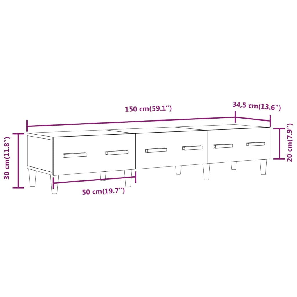 vidaXL TV-Schrank Räuchereiche 150x34,5x30 cm Holzwerkstoff