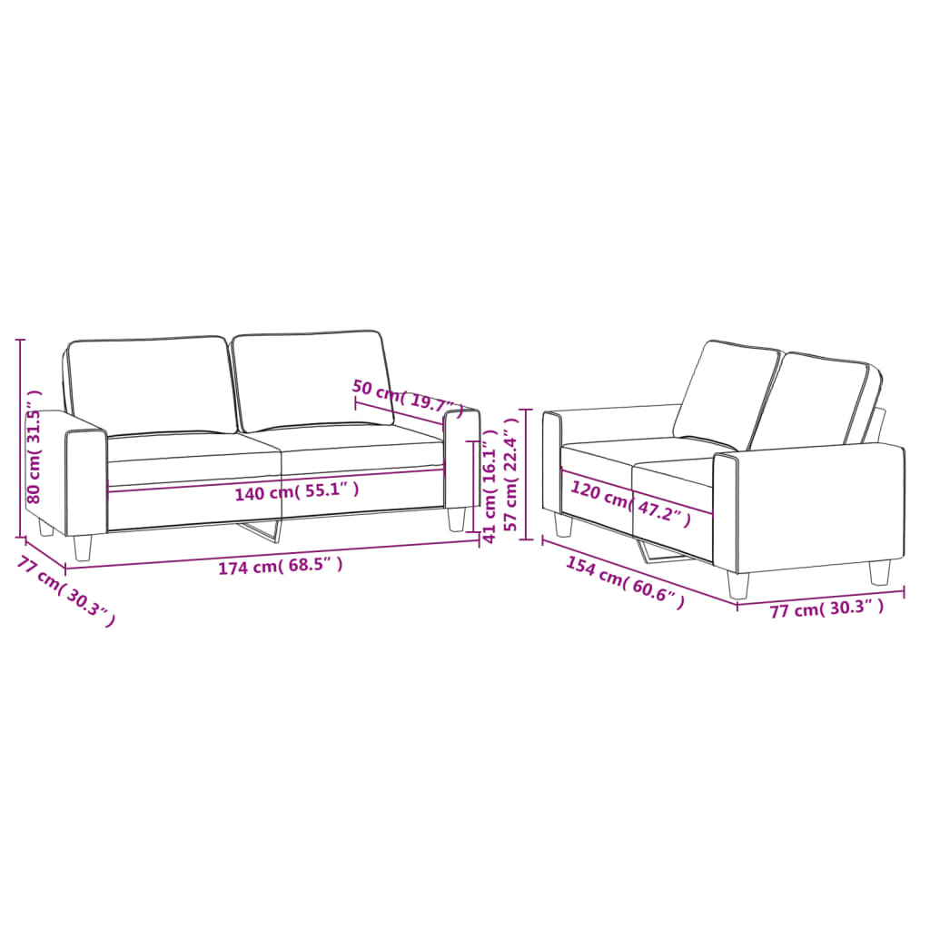 vidaXL 2-tlg. Sofagarnitur Taupe Stoff