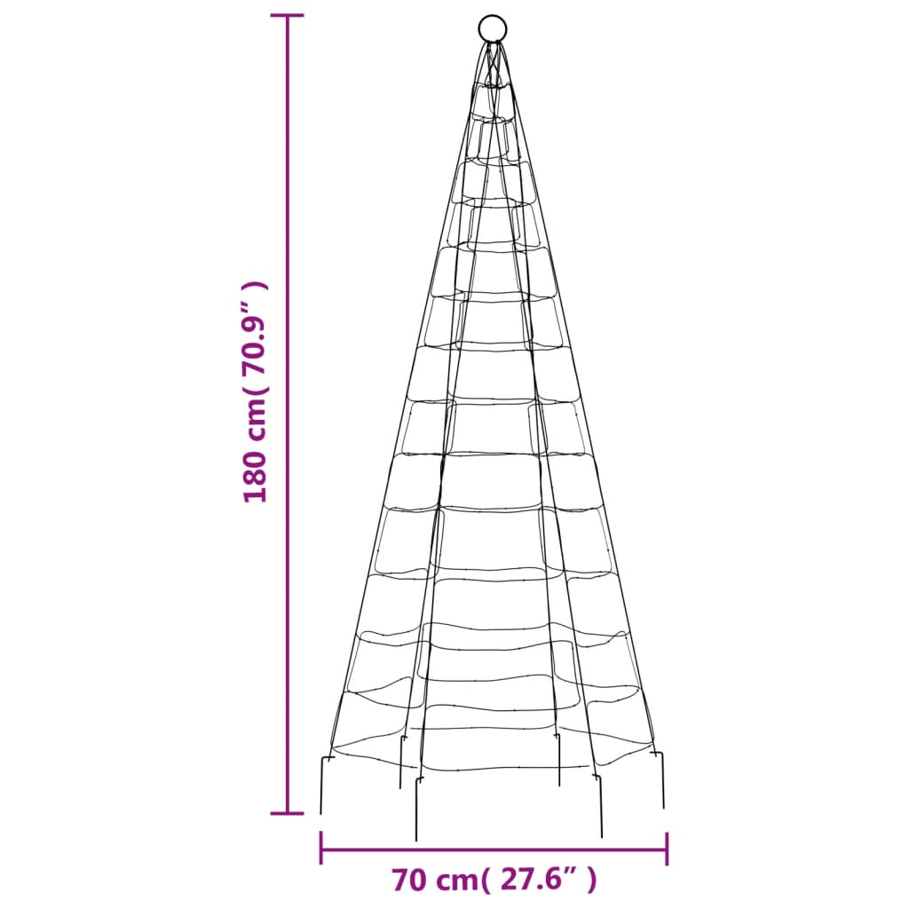 vidaXL LED-Weihnachtsbaum für Fahnenmast 200 LEDs Kaltweiß 180 cm