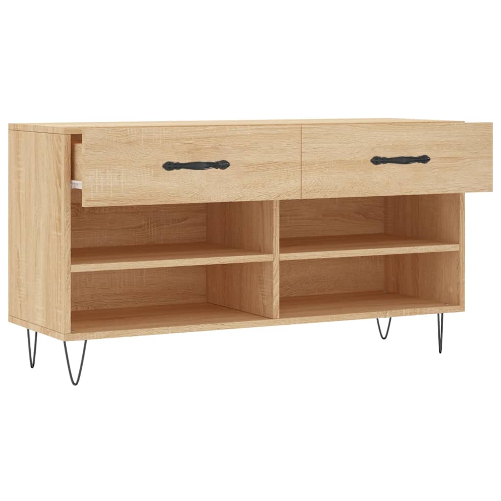 vidaXL Schuhbank Sonoma-Eiche 102x35x55 cm Holzwerkstoff