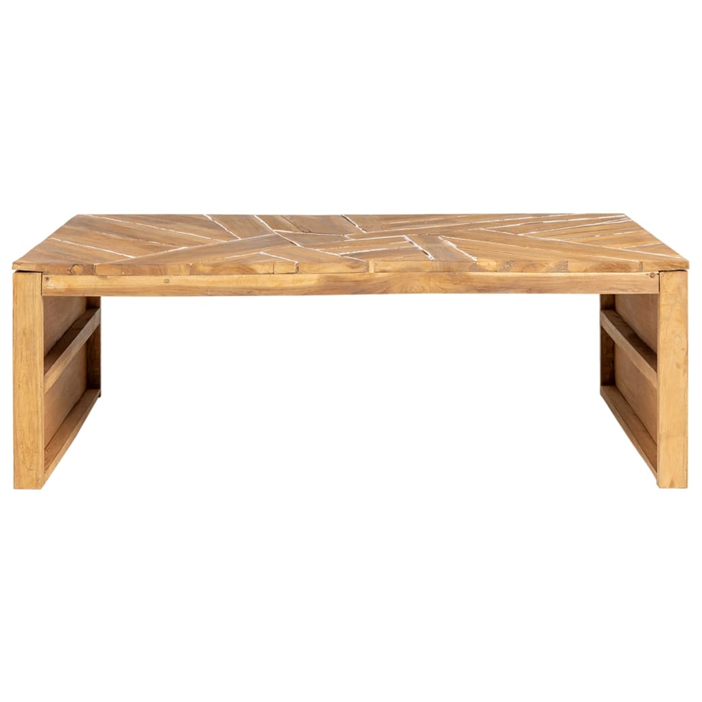 vidaXL Couchtisch Erosion Teak Massivholz 110x35x38 cm