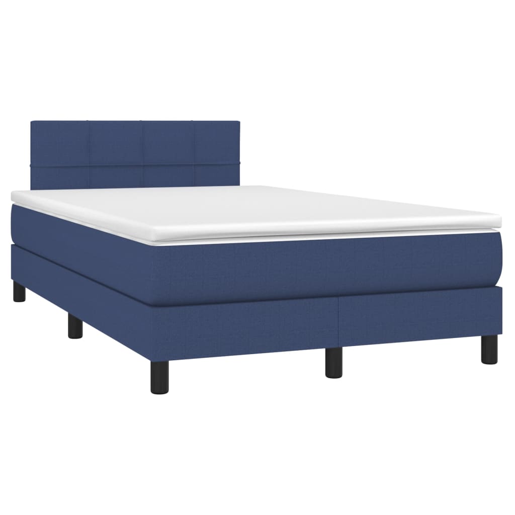 vidaXL Boxspringbett mit Matratze Blau 120x200 cm Stoff