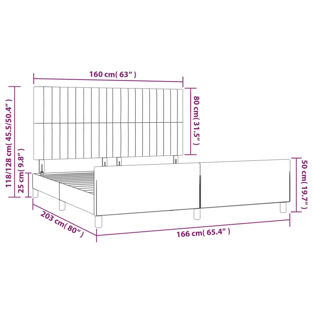 vidaXL Bettgestell ohne Matratze Dunkelblau 160x200 cm Samt