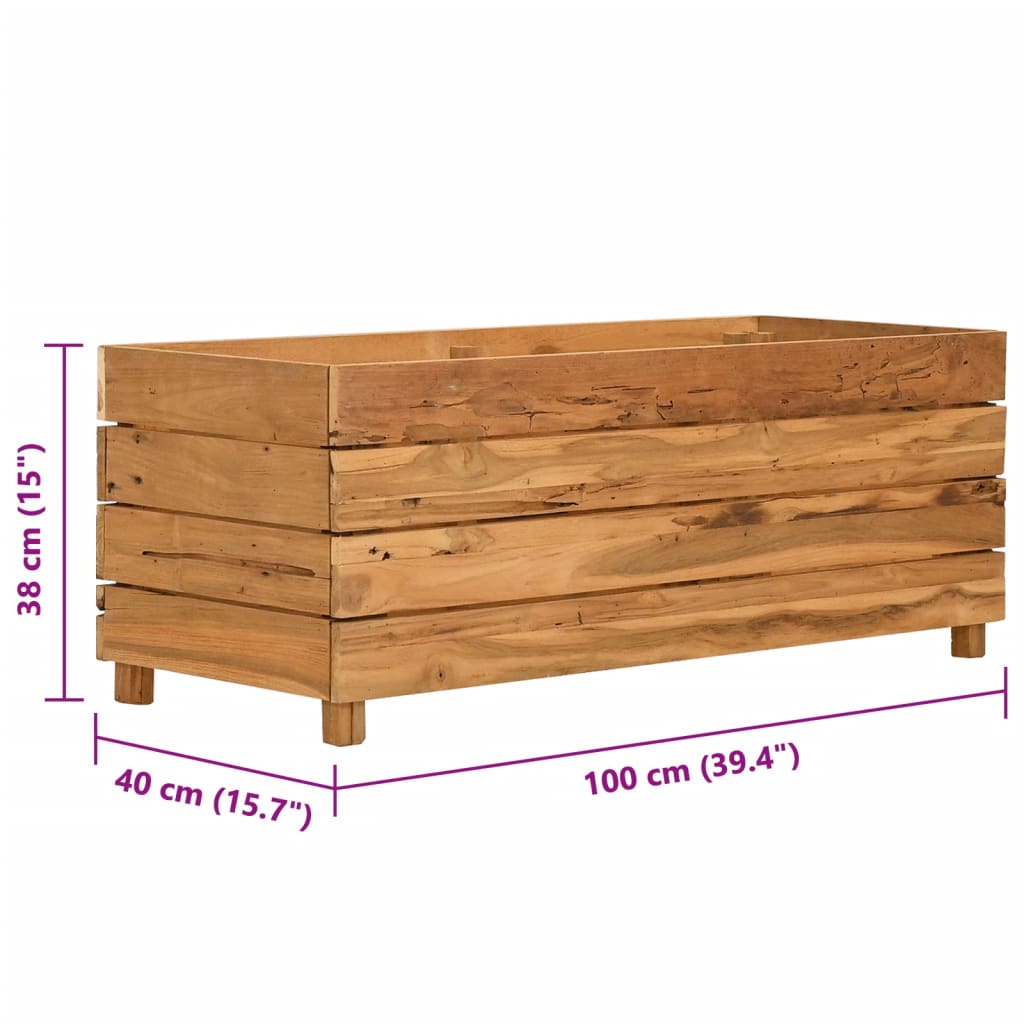 vidaXL Hochbeet 100x40x38 cm Teak Altholz und Stahl