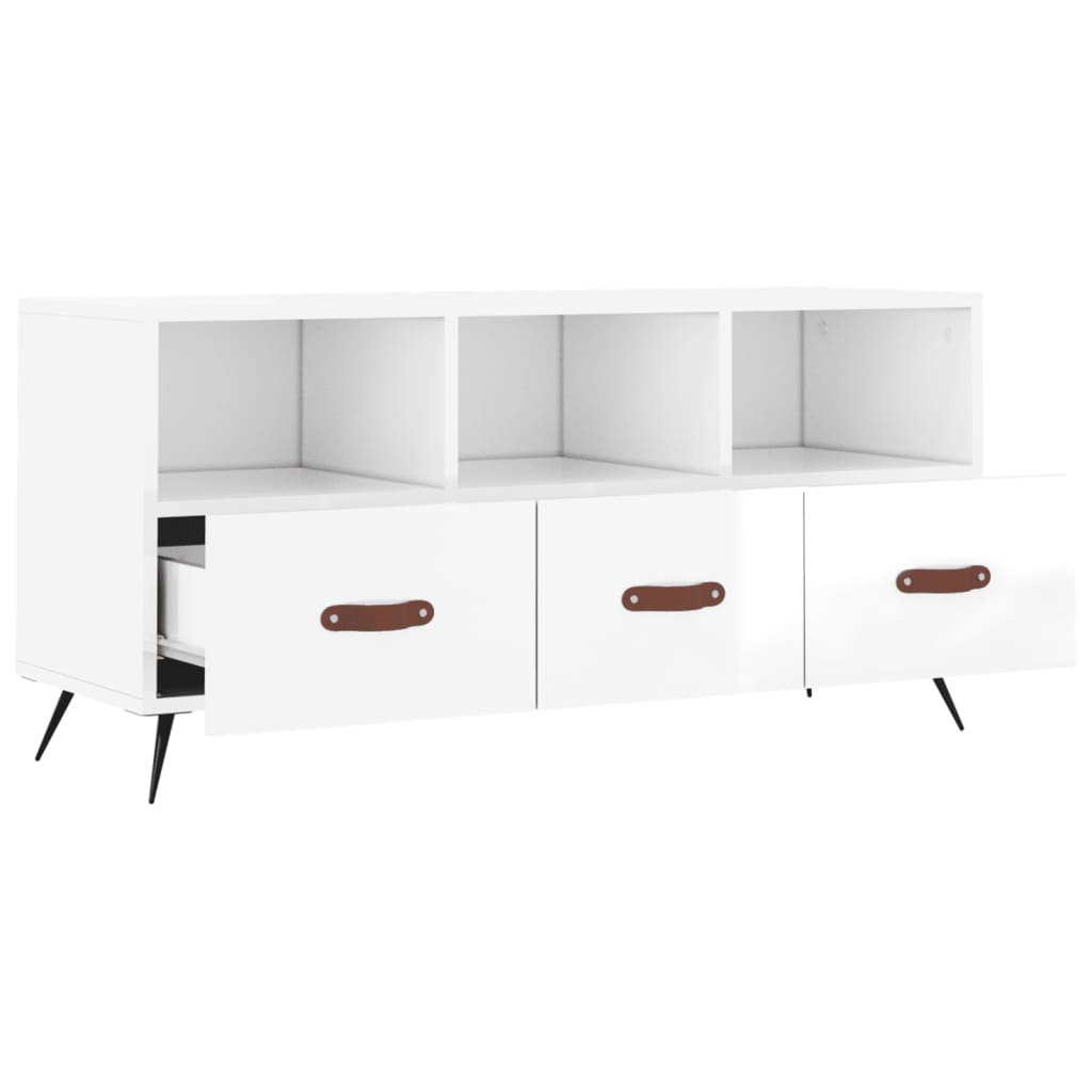 vidaXL TV-Schrank Hochglanz-Weiß 102x36x50 cm Holzwerkstoff