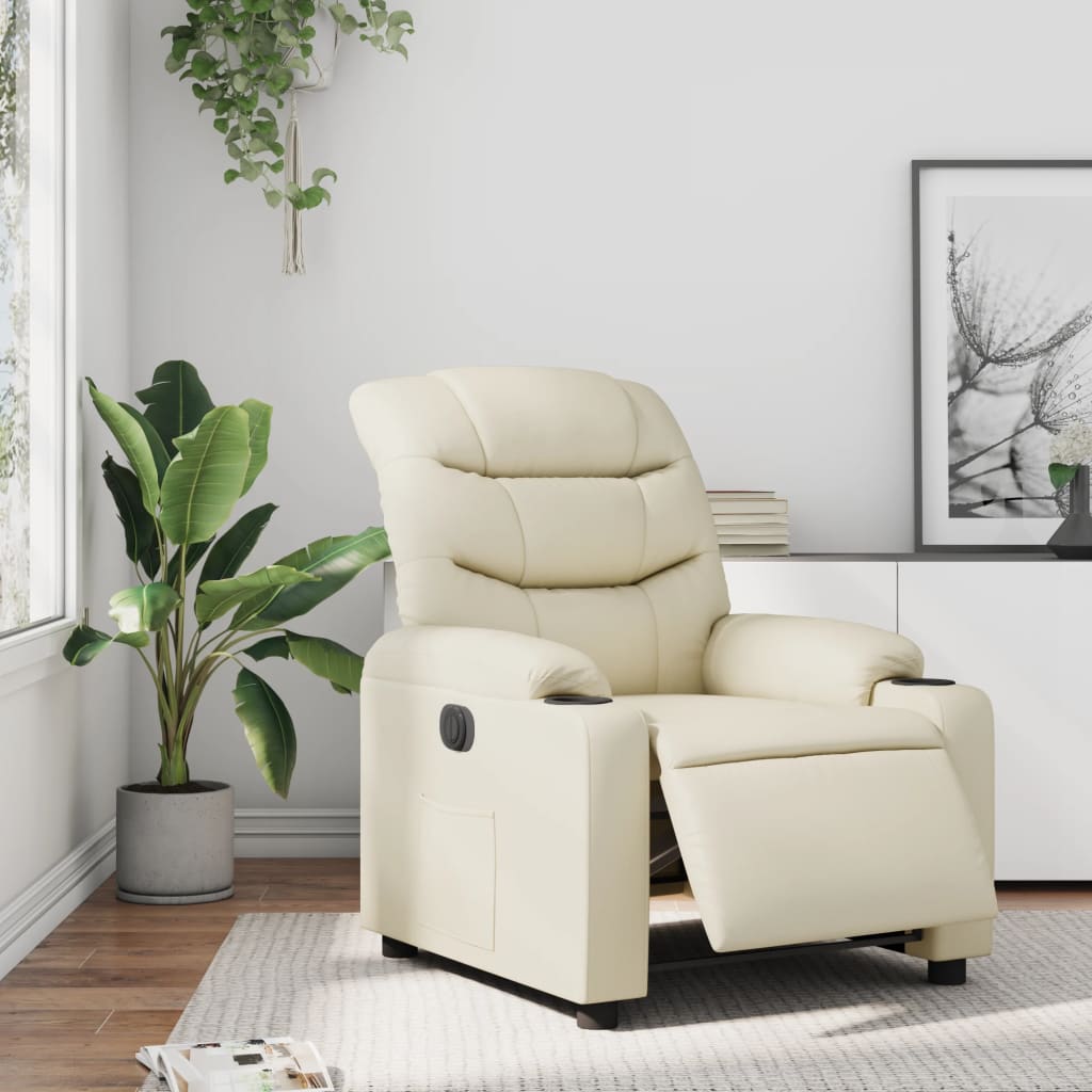 vidaXL Relaxsessel Elektrisch Creme Kunstleder