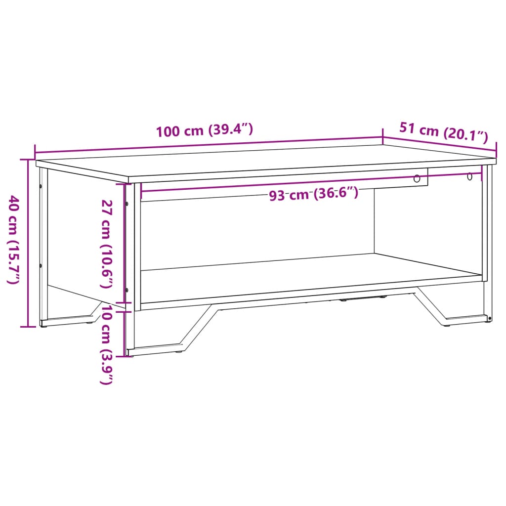 vidaXL Couchtisch Grau Sonoma 100x51x40 cm Holzwerkstoff