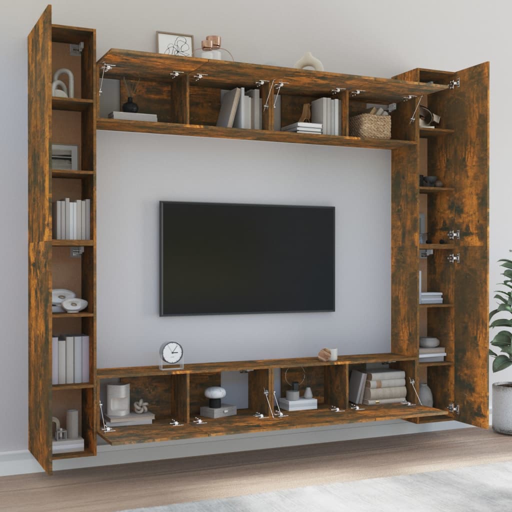 vidaXL 8-tlg. TV-Schrank-Set Räuchereiche Holzwerkstoff