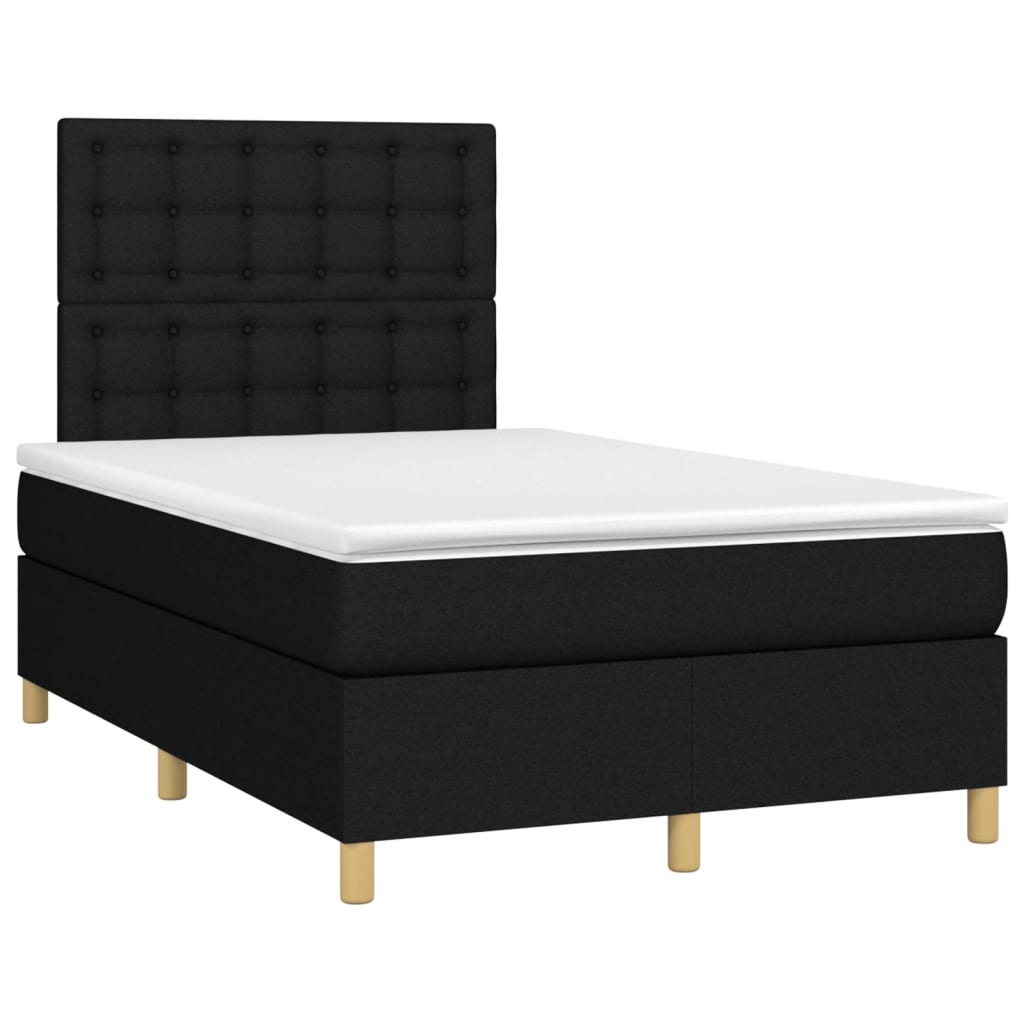 vidaXL Boxspringbett mit Matratze & LED Schwarz 120x200 cm Stoff