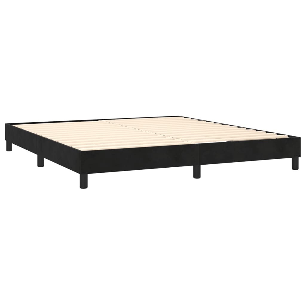 vidaXL Boxspringbett mit Matratze & LED Schwarz 180x200 cm Samt