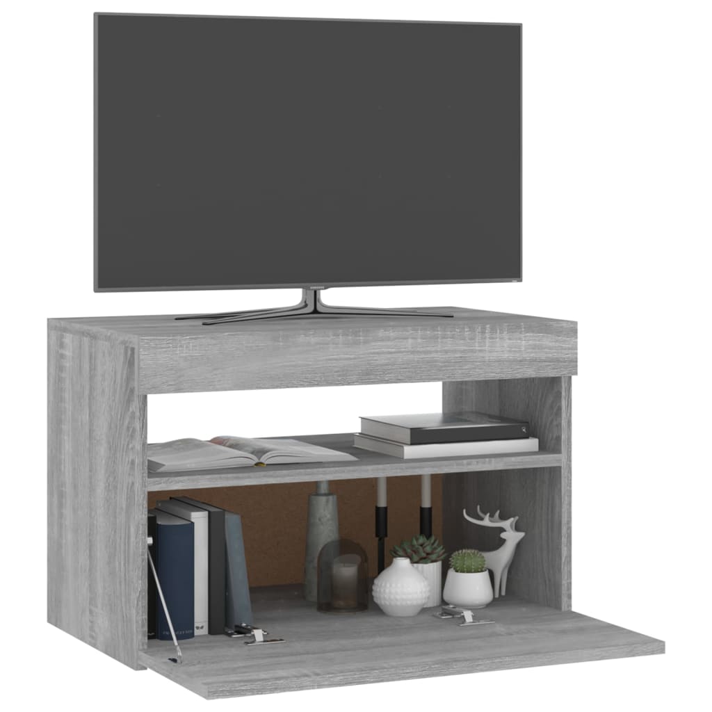 vidaXL TV-Schrank mit LED-Leuchten Grau Sonoma 60x35x40 cm