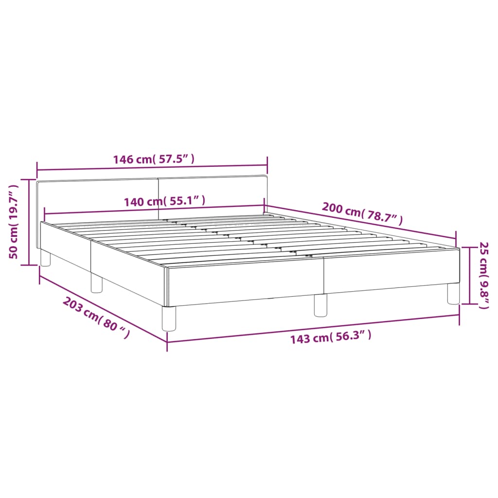 vidaXL Bettgestell ohne Matratze Dunkelgrau 140x200 cm Stoff