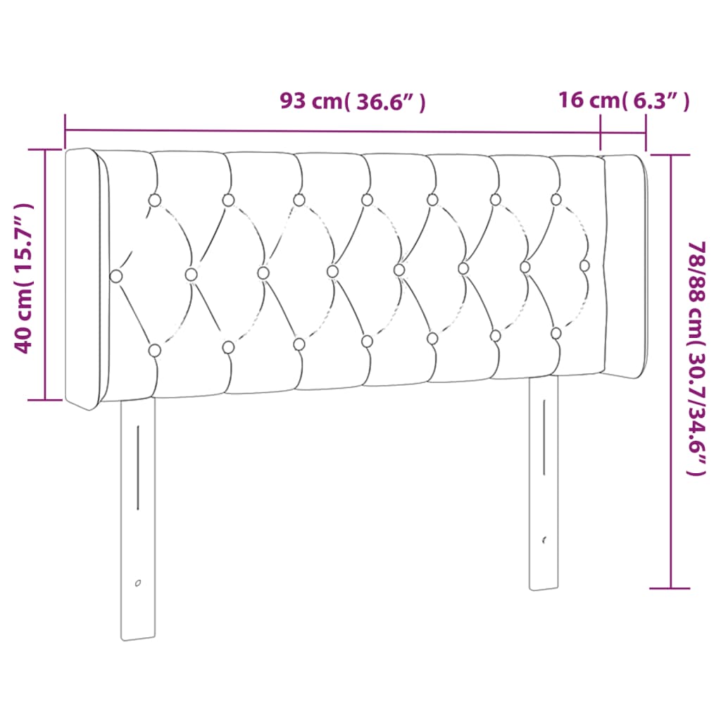 vidaXL LED Kopfteil Dunkelgrau 93x16x78/88 cm Stoff