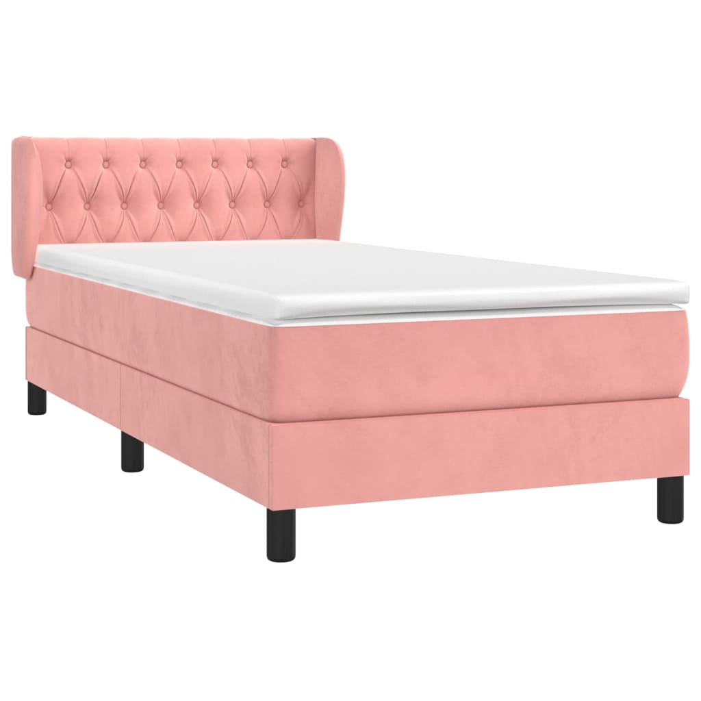 vidaXL Boxspringbett mit Matratze Rosa 100x200 cm Samt