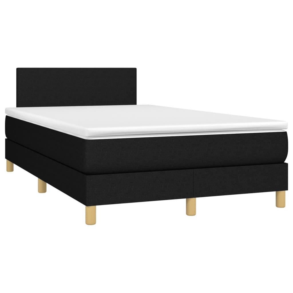 vidaXL Boxspringbett mit Matratze & LED Schwarz 120x200 cm Stoff